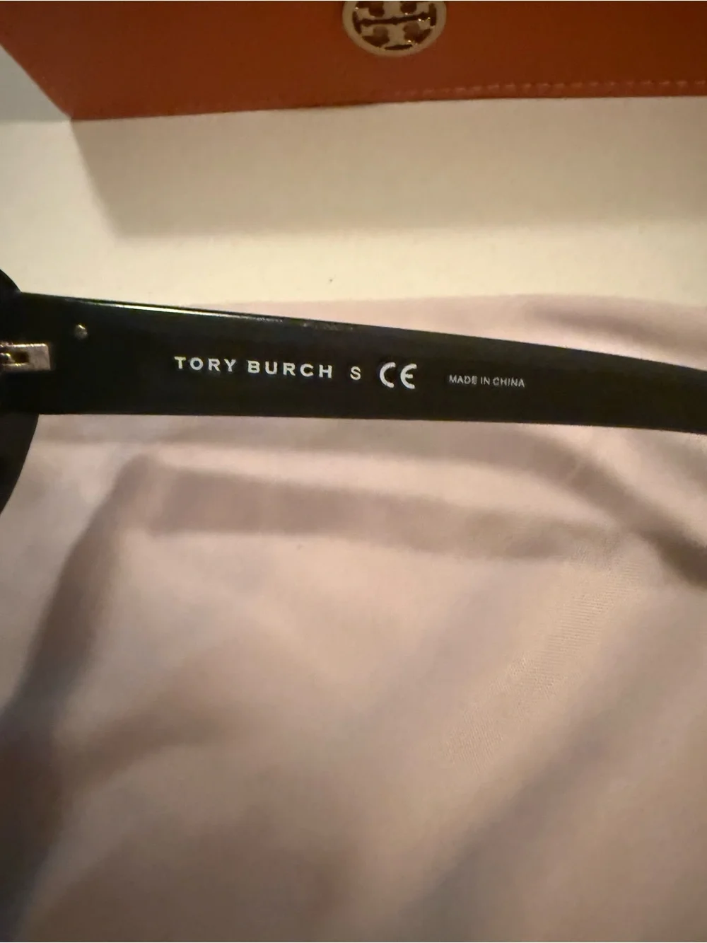 Tory Burch Black Sunglasses with Purple Gradient Lenses and Orange Case